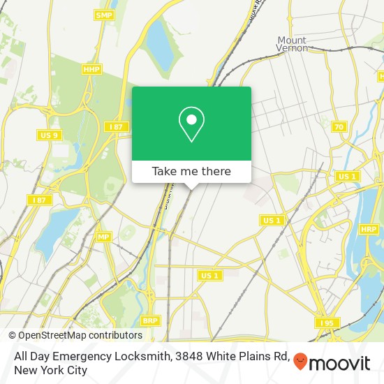 Mapa de All Day Emergency Locksmith, 3848 White Plains Rd