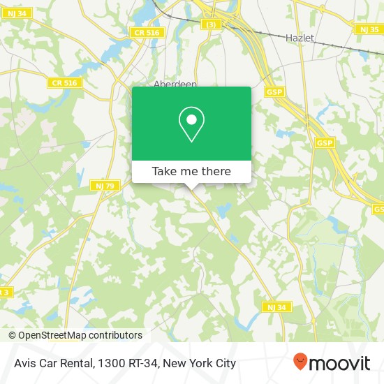 Avis Car Rental, 1300 RT-34 map