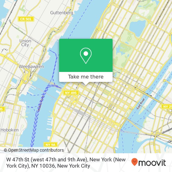 Mapa de W 47th St (west 47th and 9th Ave), New York (New York City), NY 10036