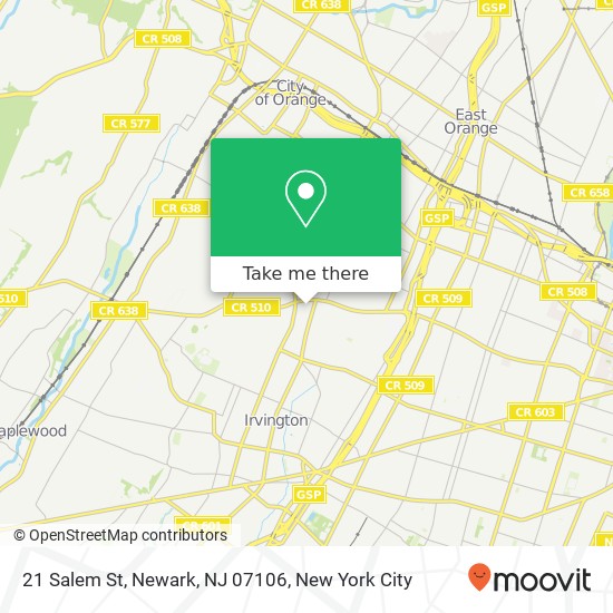 Mapa de 21 Salem St, Newark, NJ 07106