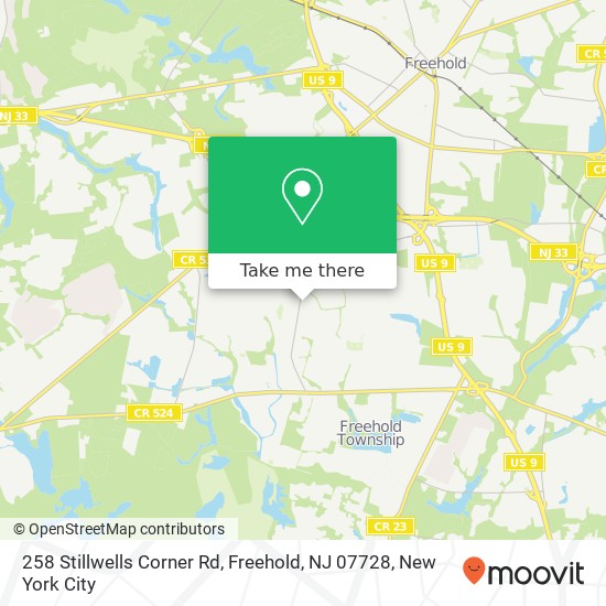 Mapa de 258 Stillwells Corner Rd, Freehold, NJ 07728