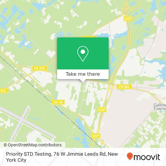 Mapa de Priority STD Testing, 76 W Jimmie Leeds Rd