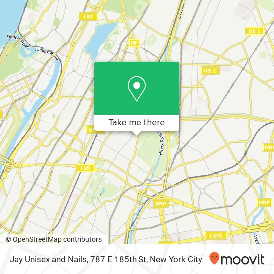 Mapa de Jay Unisex and Nails, 787 E 185th St