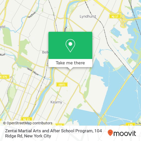 Mapa de Zentai Martial Arts and After School Program, 104 Ridge Rd