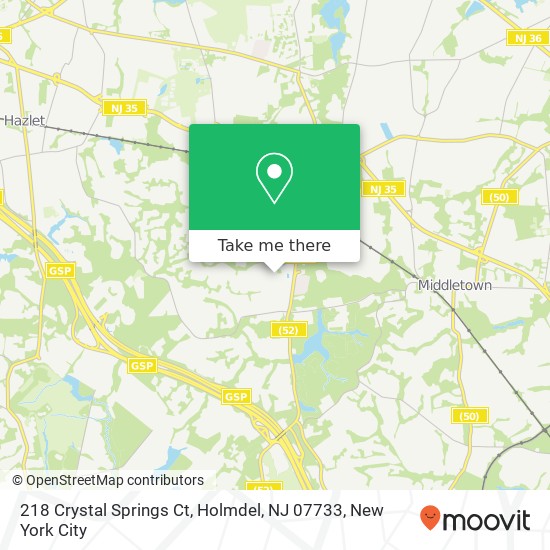 Mapa de 218 Crystal Springs Ct, Holmdel, NJ 07733