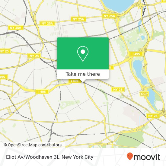 Eliot Av/Woodhaven BL map