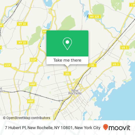 Mapa de 7 Hubert Pl, New Rochelle, NY 10801