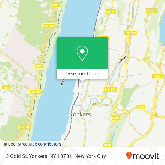 Mapa de 3 Gold St, Yonkers, NY 10701