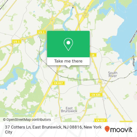 Mapa de 37 Cotters Ln, East Brunswick, NJ 08816