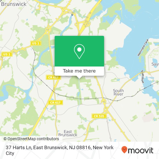 Mapa de 37 Harts Ln, East Brunswick, NJ 08816