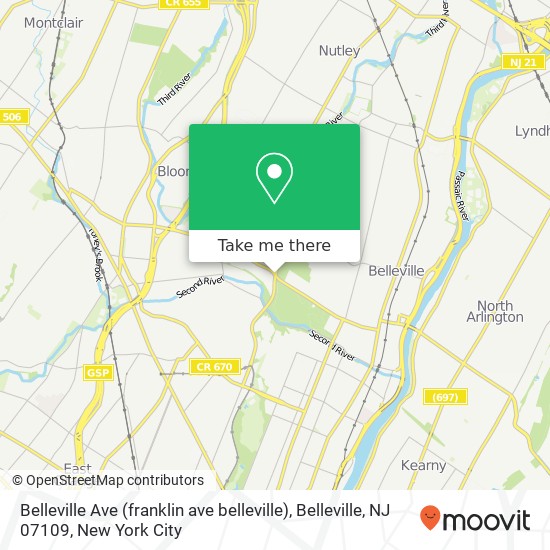 Mapa de Belleville Ave (franklin ave belleville), Belleville, NJ 07109