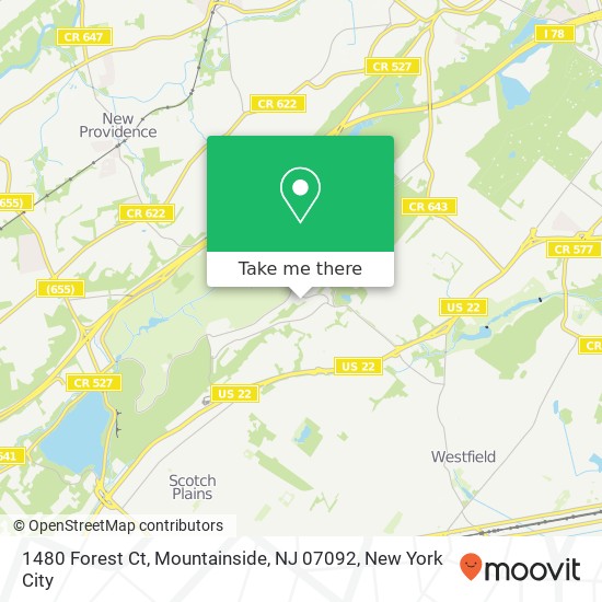 Mapa de 1480 Forest Ct, Mountainside, NJ 07092