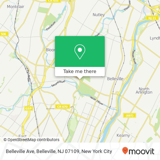 Mapa de Belleville Ave, Belleville, NJ 07109
