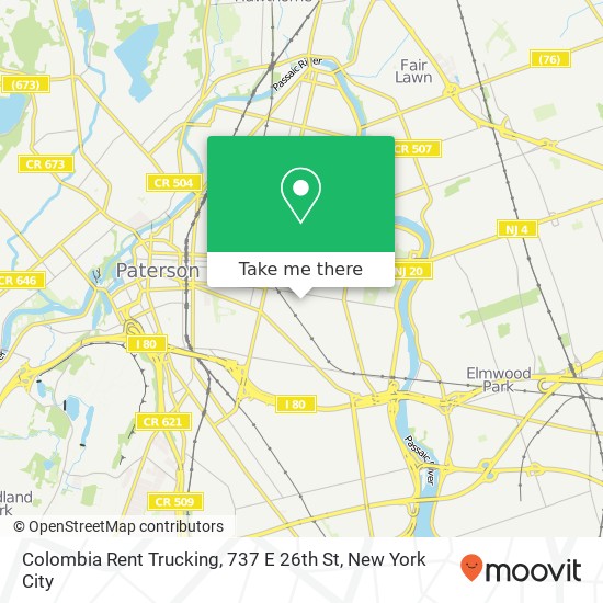 Mapa de Colombia Rent Trucking, 737 E 26th St