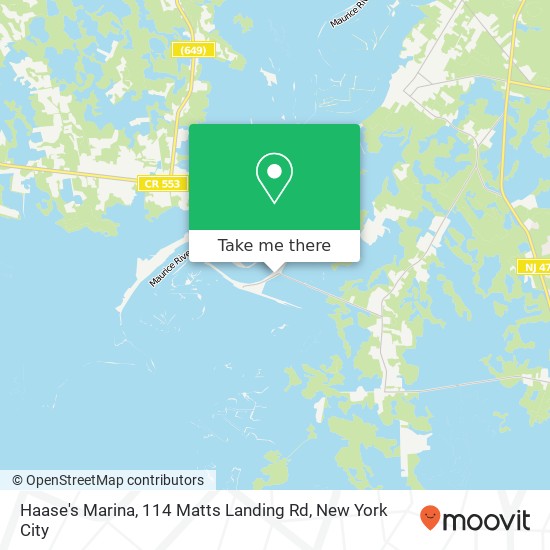Haase's Marina, 114 Matts Landing Rd map