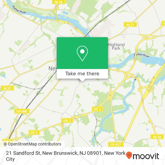 Mapa de 21 Sandford St, New Brunswick, NJ 08901