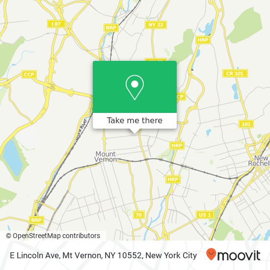 Mapa de E Lincoln Ave, Mt Vernon, NY 10552