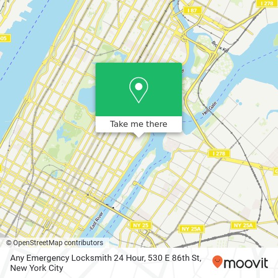 Mapa de Any Emergency Locksmith 24 Hour, 530 E 86th St