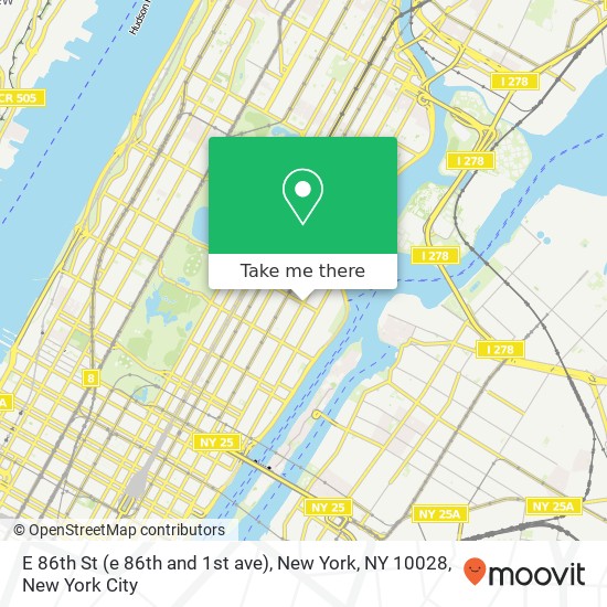 Mapa de E 86th St (e 86th and 1st ave), New York, NY 10028