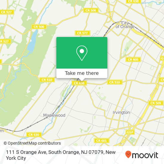 Mapa de 111 S Orange Ave, South Orange, NJ 07079