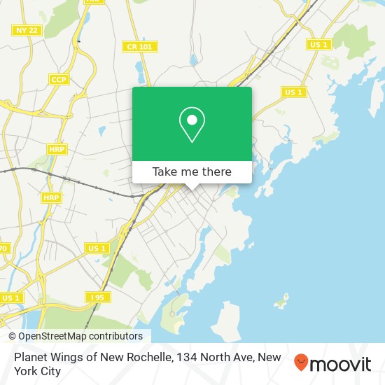 Planet Wings of New Rochelle, 134 North Ave map