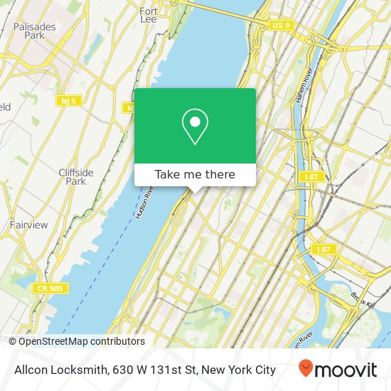 Mapa de Allcon Locksmith, 630 W 131st St