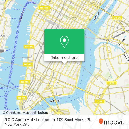 Mapa de 0 & O Aaron Hotz Locksmith, 109 Saint Marks Pl