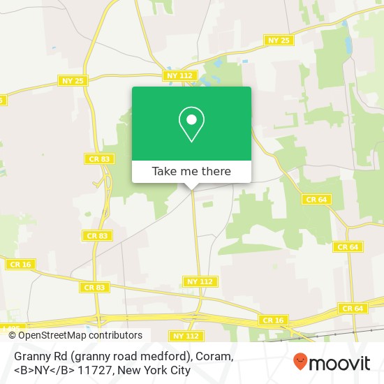 Mapa de Granny Rd (granny road medford), Coram, <B>NY< / B> 11727