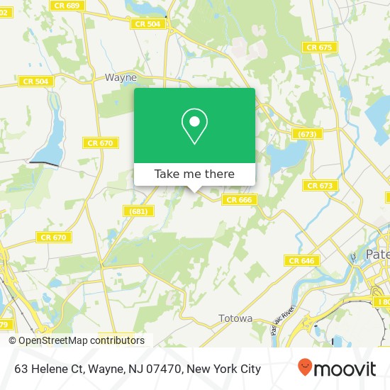 Mapa de 63 Helene Ct, Wayne, NJ 07470