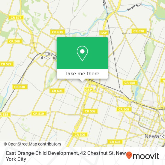 Mapa de East Orange-Child Development, 42 Chestnut St