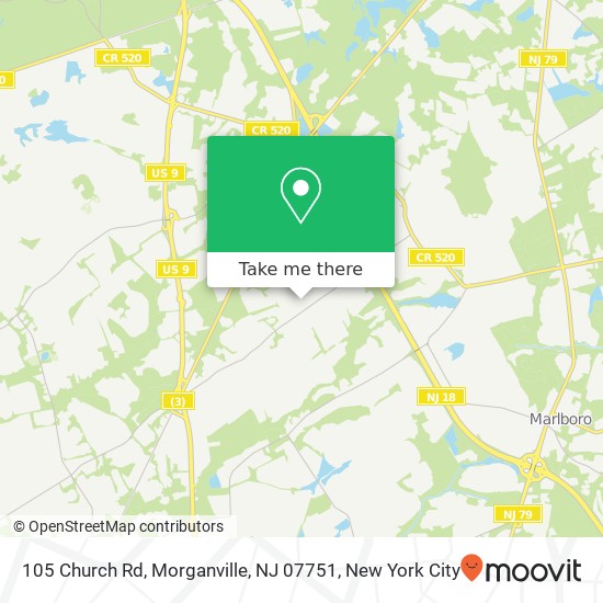 Mapa de 105 Church Rd, Morganville, NJ 07751