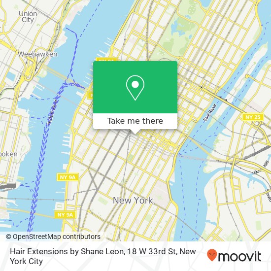 Hair Extensions by Shane Leon, 18 W 33rd St map