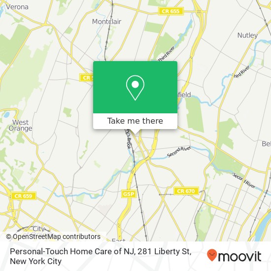 Mapa de Personal-Touch Home Care of NJ, 281 Liberty St