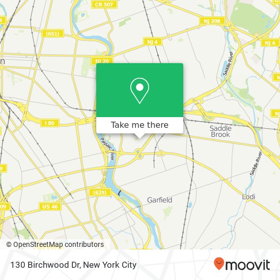 Mapa de 130 Birchwood Dr, Elmwood Park, NJ 07407