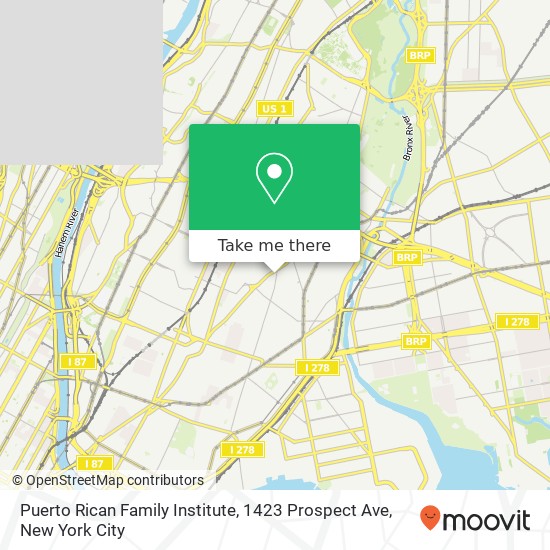Mapa de Puerto Rican Family Institute, 1423 Prospect Ave