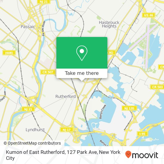 Mapa de Kumon of East Rutherford, 127 Park Ave