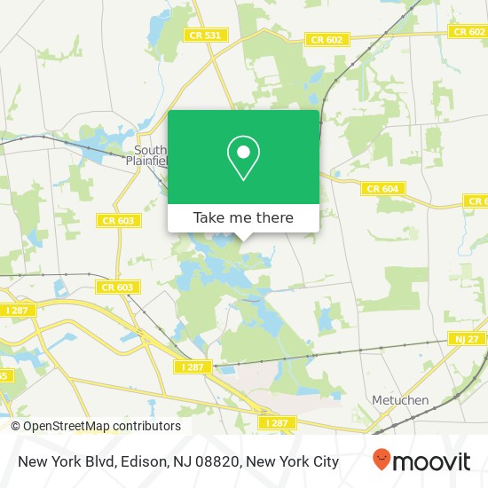 Mapa de New York Blvd, Edison, NJ 08820