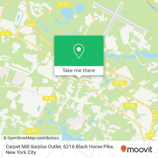 Mapa de Carpet Mill Surplus Outlet, 6216 Black Horse Pike