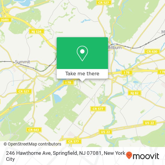 Mapa de 246 Hawthorne Ave, Springfield, NJ 07081