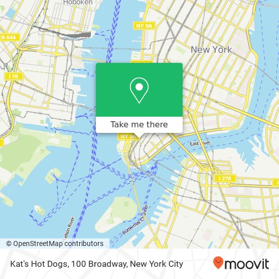 Kat's Hot Dogs, 100 Broadway map