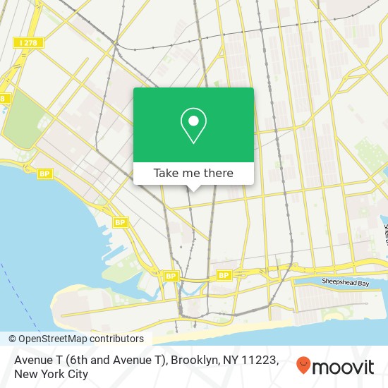 Mapa de Avenue T (6th and Avenue T), Brooklyn, NY 11223