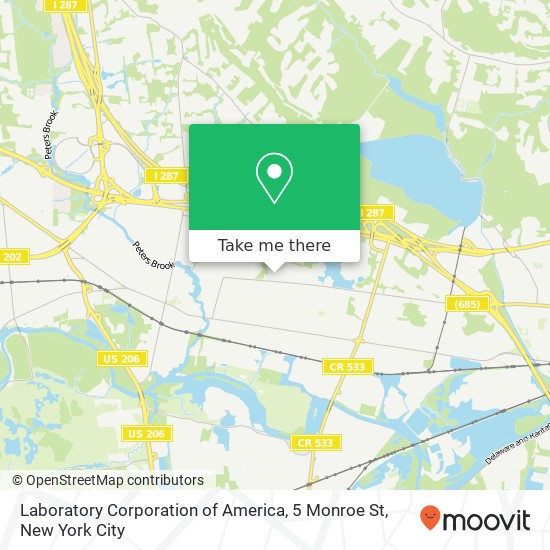 Laboratory Corporation of America, 5 Monroe St map