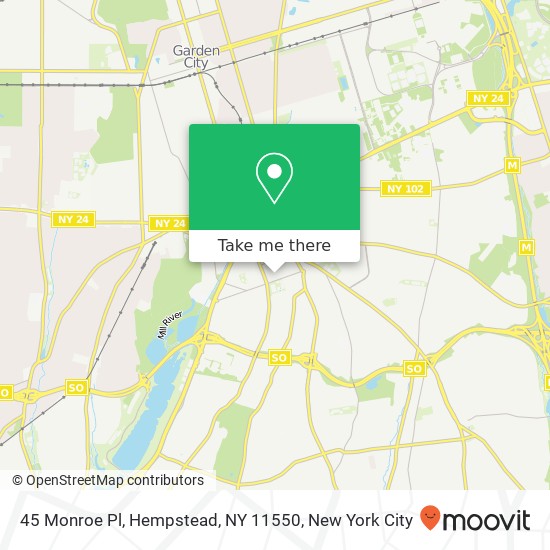 Mapa de 45 Monroe Pl, Hempstead, NY 11550