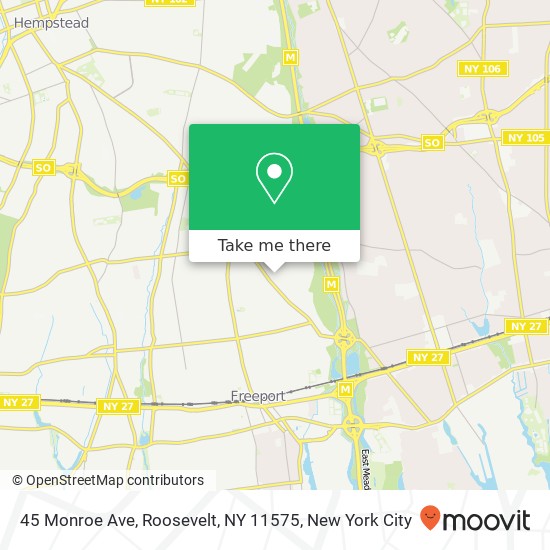 Mapa de 45 Monroe Ave, Roosevelt, NY 11575