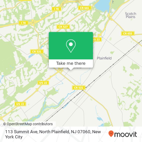 Mapa de 113 Summit Ave, North Plainfield, NJ 07060