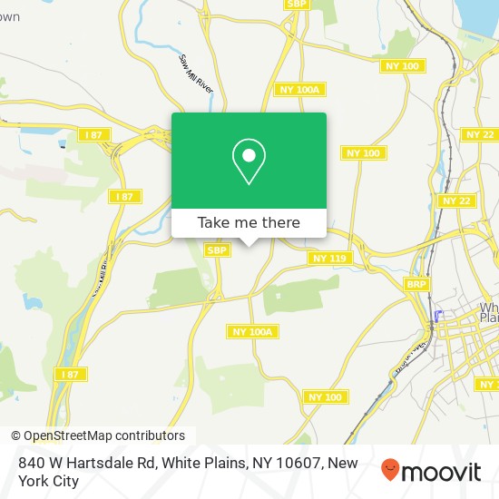 Mapa de 840 W Hartsdale Rd, White Plains, NY 10607