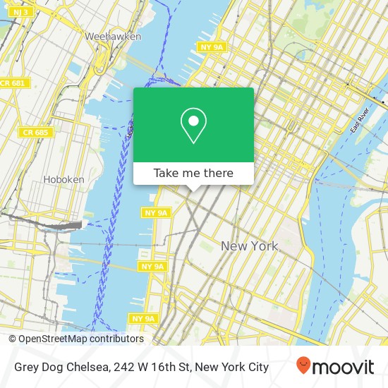 Mapa de Grey Dog Chelsea, 242 W 16th St