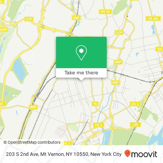 Mapa de 203 S 2nd Ave, Mt Vernon, NY 10550