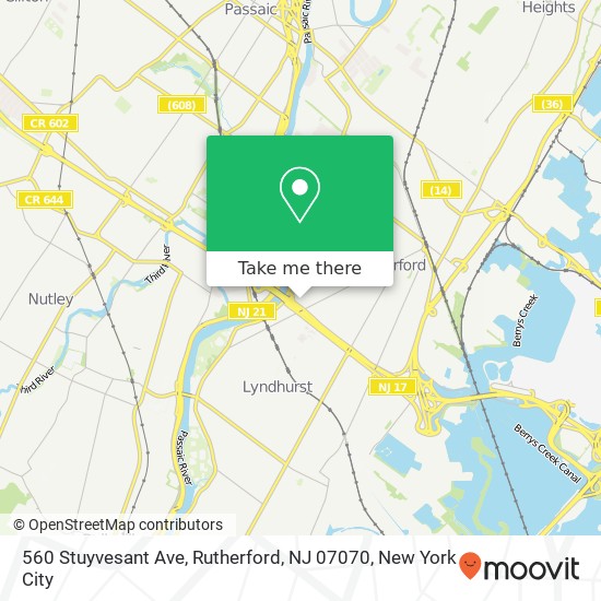 Mapa de 560 Stuyvesant Ave, Rutherford, NJ 07070