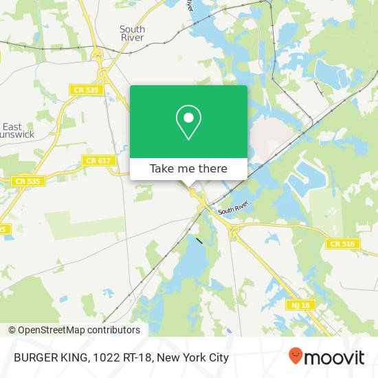 BURGER KING, 1022 RT-18 map